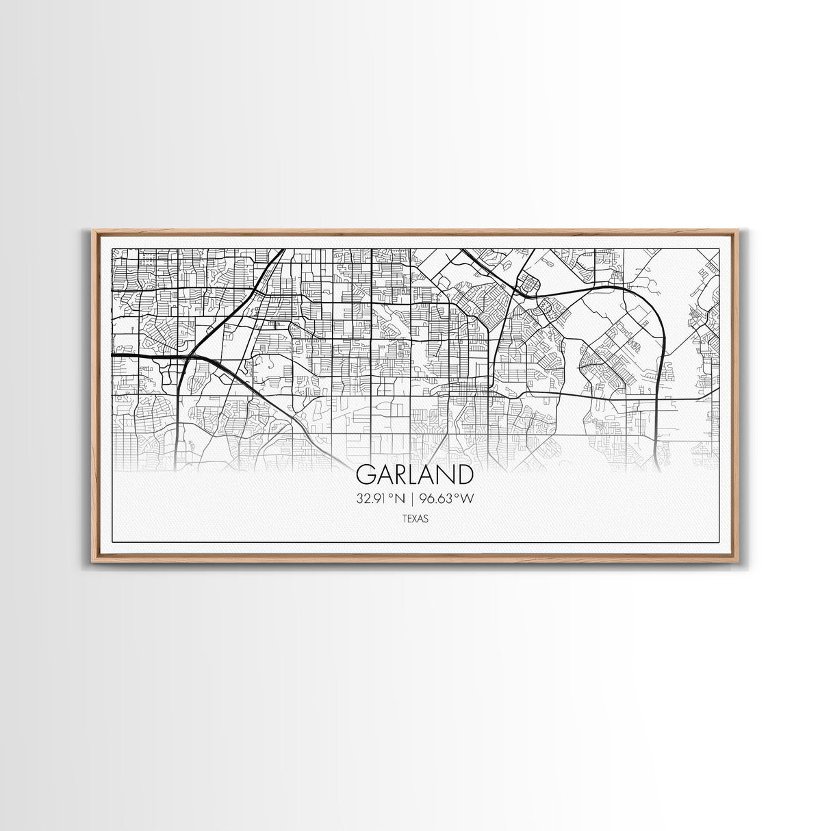 Garland City Map, Texas Map, Map Art, Minimalist Art, Wall Art, Canvas Art, Western Décor, Rustic Farmhouse Décor, Best Friend Gift, Office