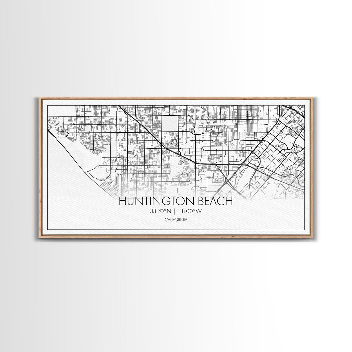 Huntington Beach City Map, California Map, Map Art, Modern Art, Wall Art, Canvas Art, Coastal Wall Art, Ocean Wall Art, Travel Gifts For Men