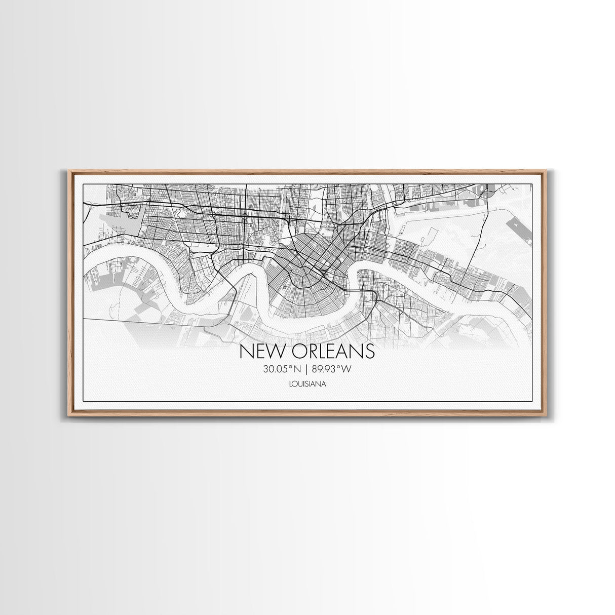 New Orleans City Map, Louisiana Map, Map Art, Minimalist Wall Art, Wall Art, Canvas Art, Housewarming Gift, Trendy Wall Art, Panoramic Art