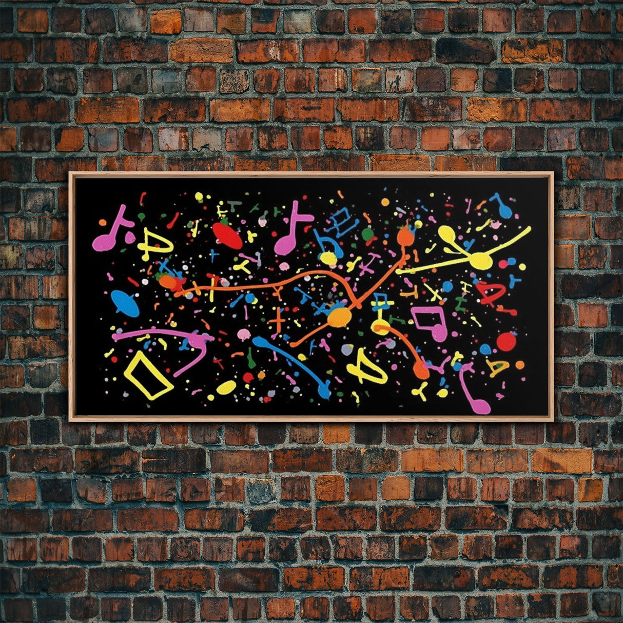 Musical Notes Graffiti Art - Colorful Painting / Canvas Print - Retro / Midcentury Style Abstract / Impressionist Art - Splatter Art