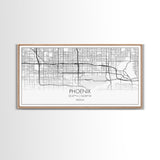 Phoenix City Map, Arizona Art, Map Print, Minimalist Wall Art, Wall Art, Canvas Art, Client Gift, Teen Girl Room Décor, Panoramic Wall Art