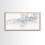 Reno City Map, Nevada Art, Map Print, Minimalist Wall Art, Wall Art, Canvas Art, Dorm Room Art, Panoramic Art, Gift For The Home, Room Décor