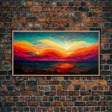 Beautiful sunset canvas print, canvas art, ink painting style, abstract sunset wall art, cool wall art