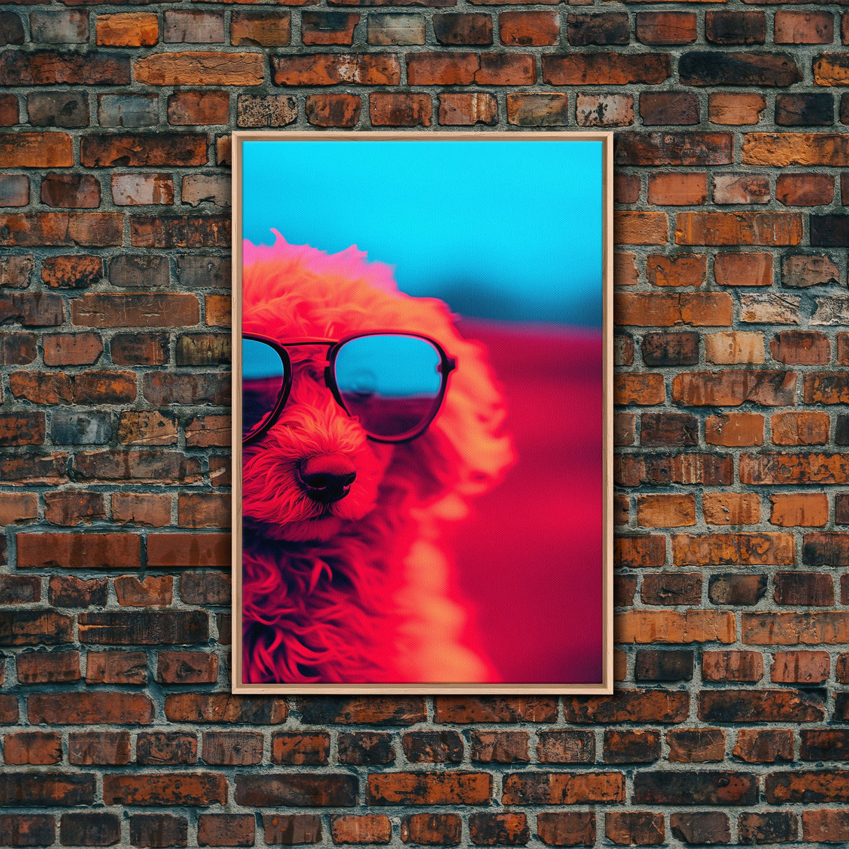 Red Poodle In Sunglasses Wall Print, Abstract Art, Dog Portrait, Dog Art Print, Framed Wall Art, Framed Canvas, Wall Print, Wall Canvas