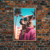 Sheepdog Pink Hoodie Jacket Wall Print, Animal Wall Art, Dog Portrait, Dog Art Print, Framed Wall Art, Framed Canvas, Wall Print