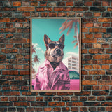 German Shepherd Pink Suit Wall Print, Animal Wall Art, Dog Portrait, Dog Art Print, Framed Wall Art, Framed Canvas, Wall Print, Wall Canvas