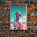 Chihuahua In Pink Shirt Sunglasses Wall Print, Beach Art, Dog Print, Dog Portrait, Framed Wall Art, Framed Canvas, Wall Print, Wall Canvas