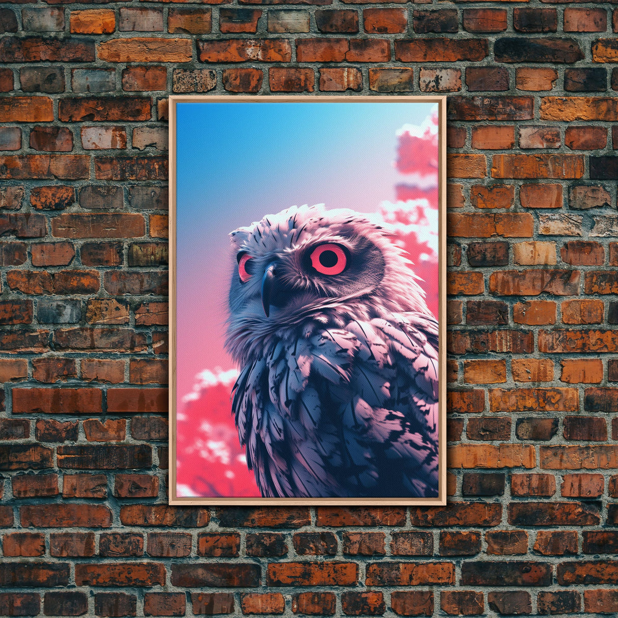 White Owl Wall Print, Animal Art Print, Pink Art, Wildlife Art, Bird Wall Art, Framed Wall Art, Framed Canvas, Wall Print, Wall Canvas