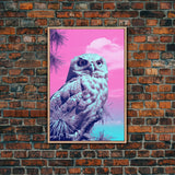 Wildlife Art, White Owl Wall Print, Animal Art Print, Pink Art, Bird Wall Art, Framed Wall Art, Framed Canvas, Wall Print, Wall Canvas