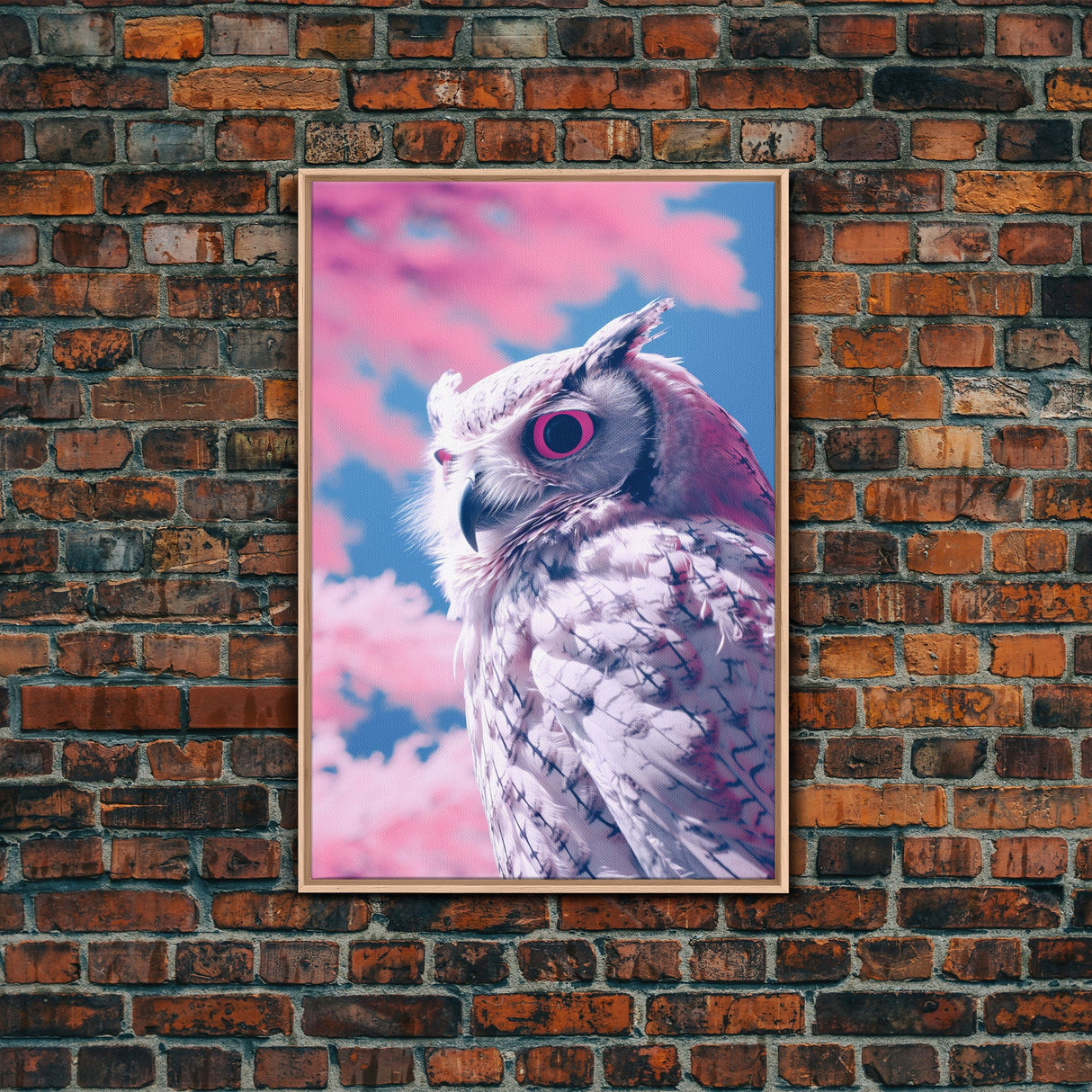 White Owl Wall Print, Animal Art Print, Pink Clouds, Wildlife Art, Bird Wall Art, Framed Wall Art, Framed Canvas, Wall Print, Wall Canvas