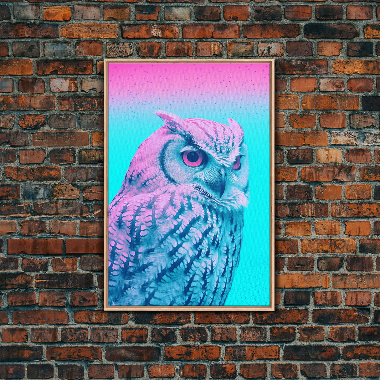 Owl Wall Print, Animal Art Print, Abstract Art, Animal Portrait, Blue And Pink Art, Framed Wall Art, Framed Canvas, Wall Print, Wall Canvas