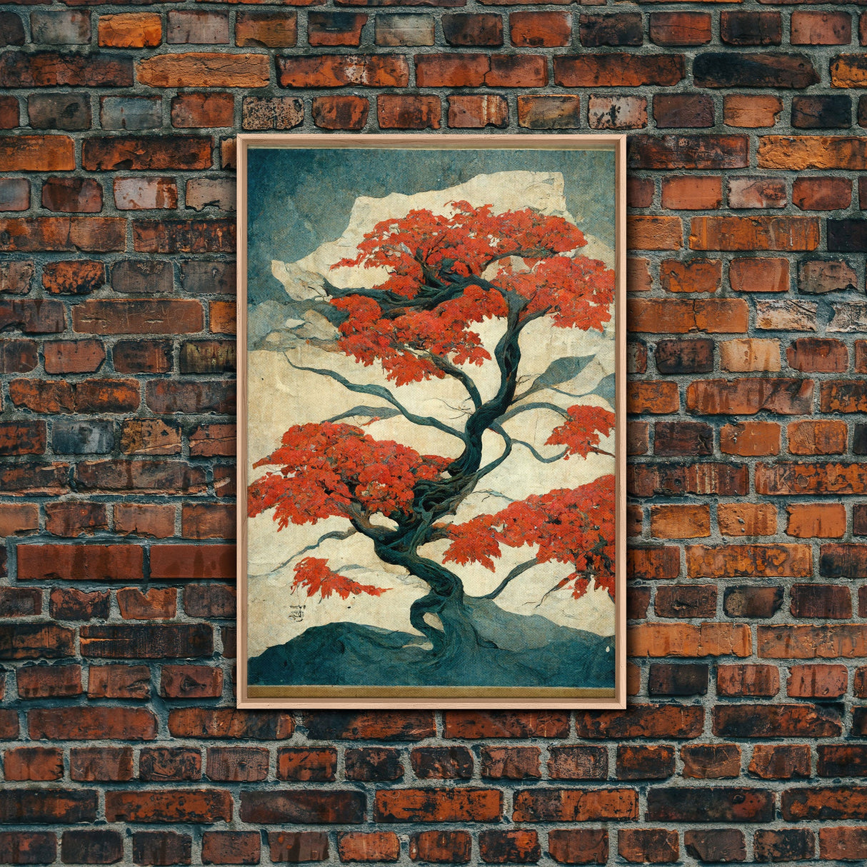 Japanese Maple Tree, Japanese Style Art, Canvas Print, Abstract Tree Art, Ready To Hang Wall Art