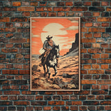 Cowboy Wall Decor, 12x18 Art Print, Equestrian Wall Art, Western Decor, Southwestern Art, Wild West Painting Wall Art, Framed Canvas Print