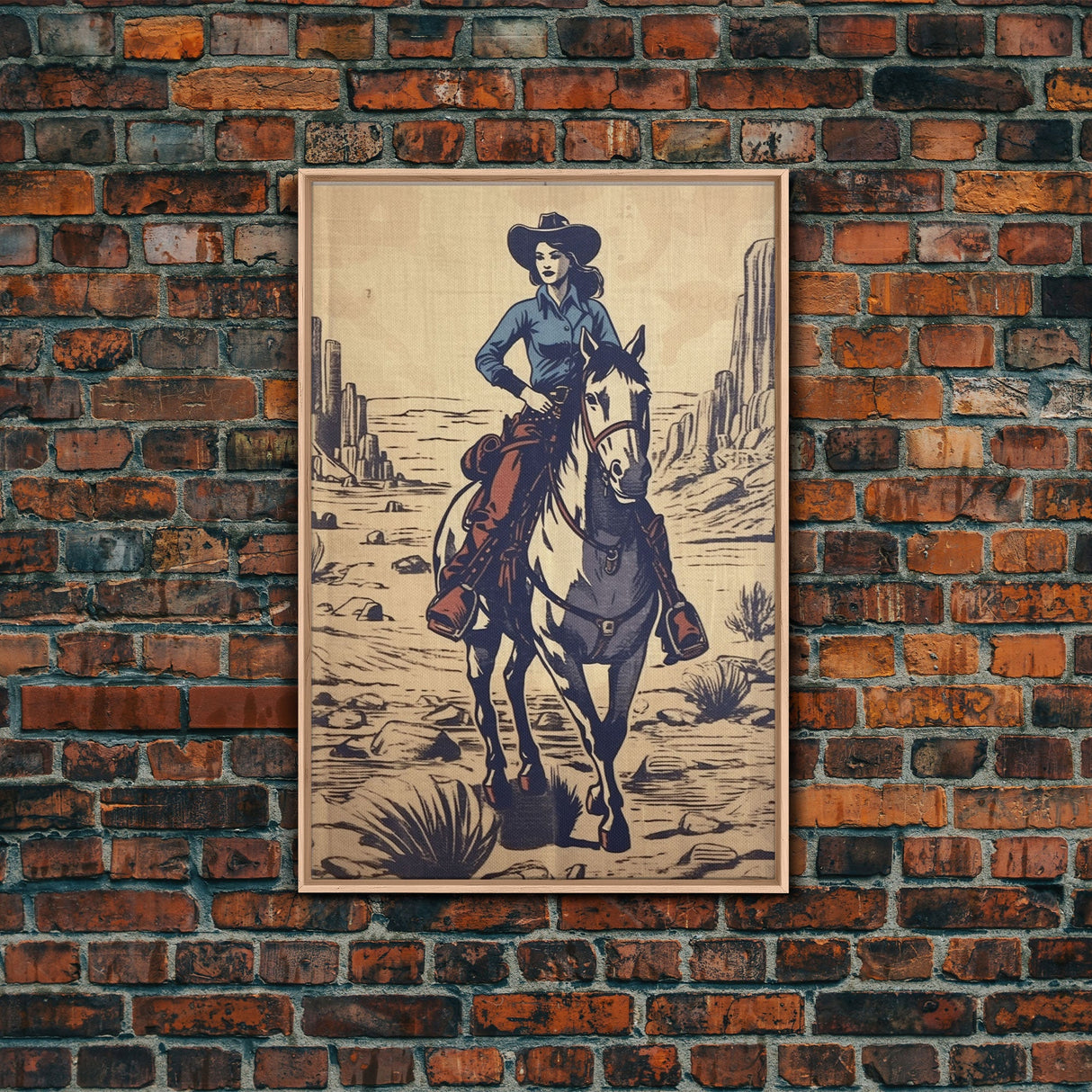 Pretty In Blue, Giclée Fine Art Print, Western Art Print, Western Wall Art, Wild West Art, Cowgirl Art, Cowgirl Print, Retro Art, Rustic Art