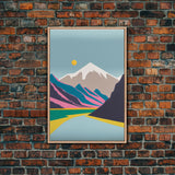 Surrealist Mountain Landscape, Abstract, Framed Canvas Print, Pink Mountains