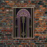 Art Deco Wall art, Framed Canvas Print, Art Deco, Gold & purple art, Living room art, Stained glass art, Office decor, Abstract art