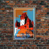 Romania Poster, Bran Castle, Romanian Art, Europe, Travel Wall Print, Travel Poster, Travel Artwork, Travel Wall Art, Canvas Wall Print