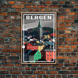 Bergen Wall Poster, NorwayPoster, Europe Wall Art, Norway Art Print, Travel Wall Print, Travel Poster, Travel Wall Art, Canvas Wall Print