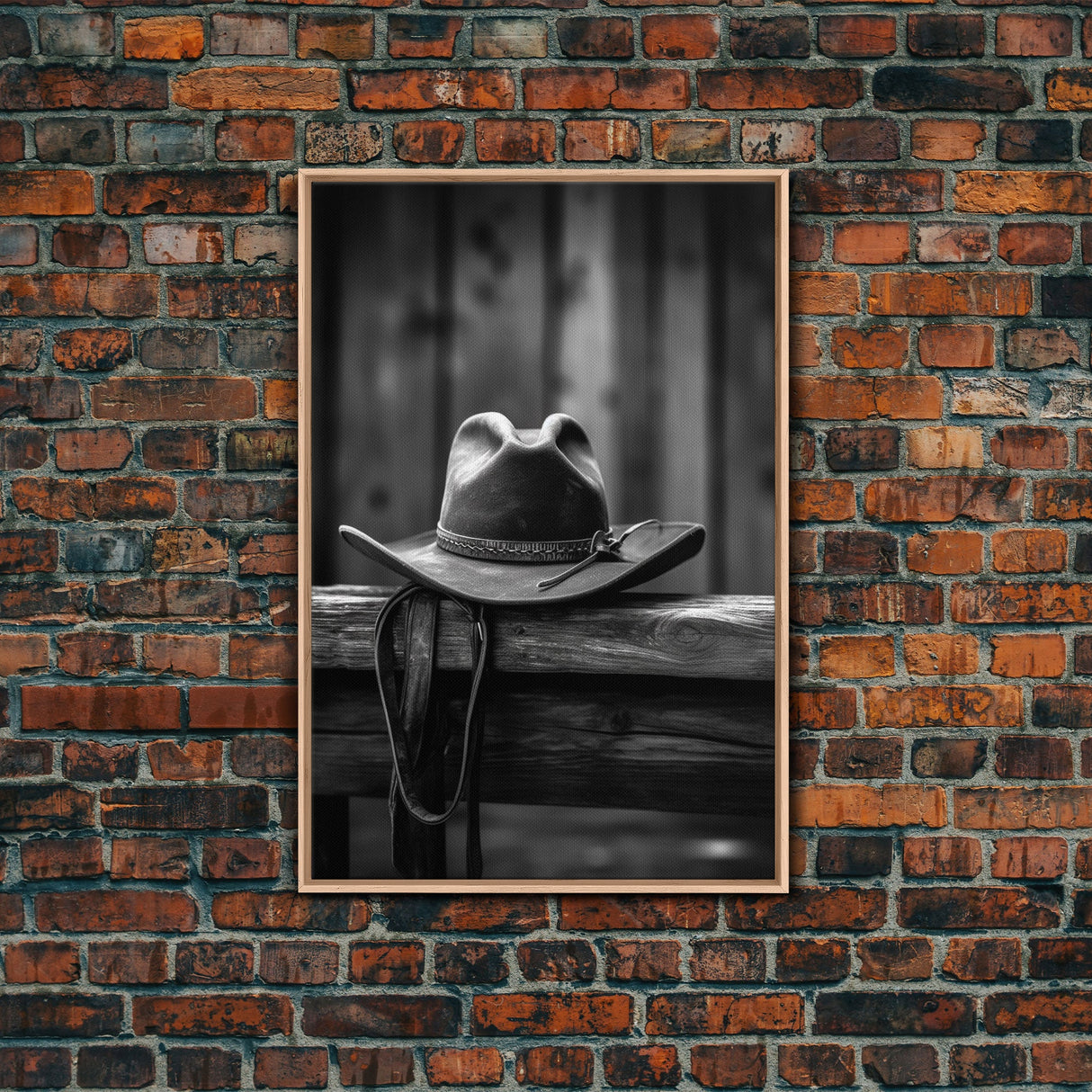 Cowboy Hat Print, Western Wall Art, Black And White, Minimalist Art, Wall Decor, Canvas Art, Wall Art, Framed Canvas Wall Decor