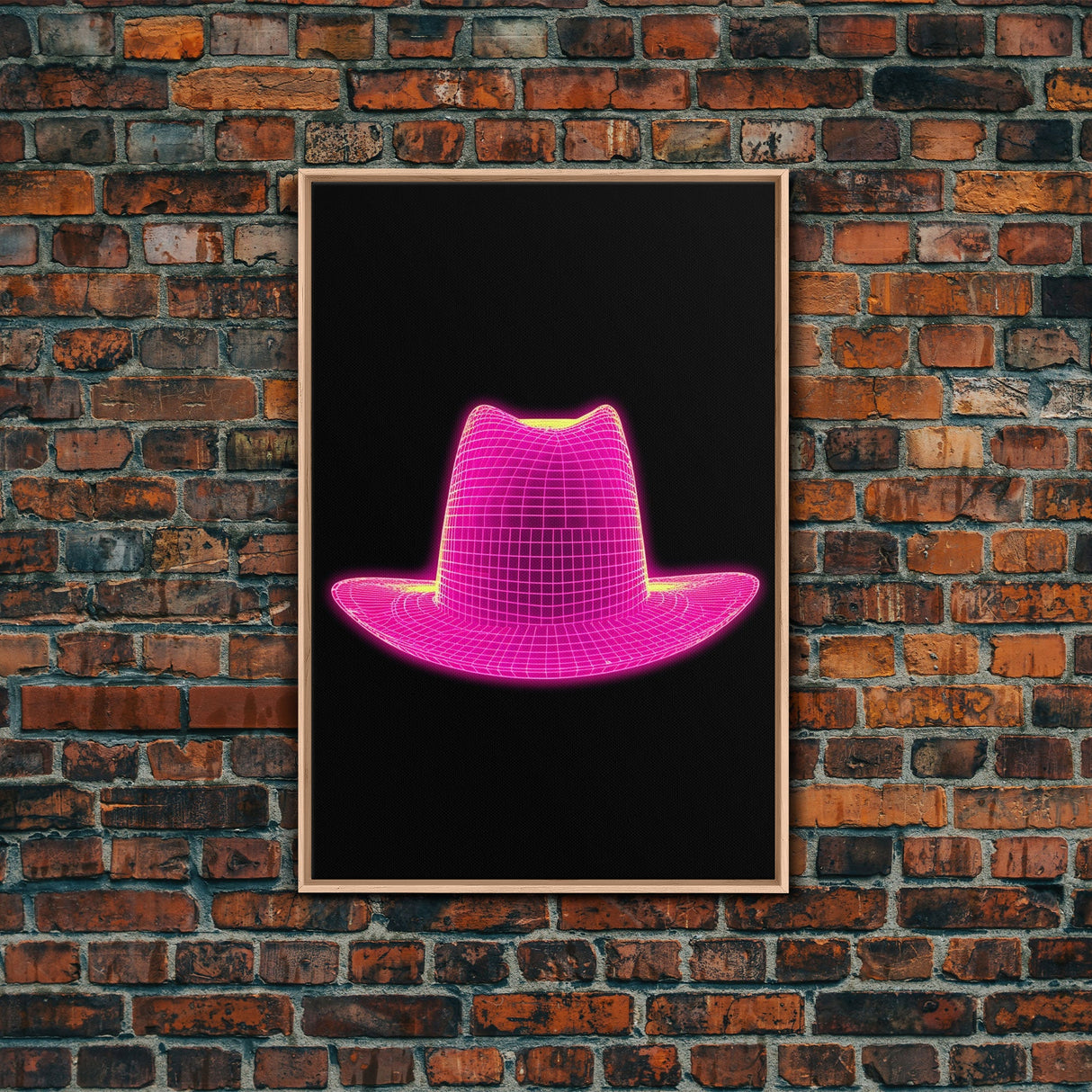 Pink Cowboy Hat Wall Decor, Cowgirl Hat Art Print, Western Art, 3D Art, Minimalist Print, Wall Decor, Canvas Print, Wall Art, Framed Canvas