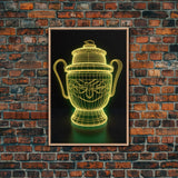 3D Trophy Wall Decor, Yellow Art Print, Glowing Art, Minimalist Print, Wall Decor, Canvas Print, Wall Art, Framed Canvas