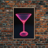 3D Pink Cocktail Wall Art, Pink Wall Decor, 3D Art, Vibrant Art, Minimalist Print, Wall Decor, Canvas Print, Wall Art, Framed Canvas