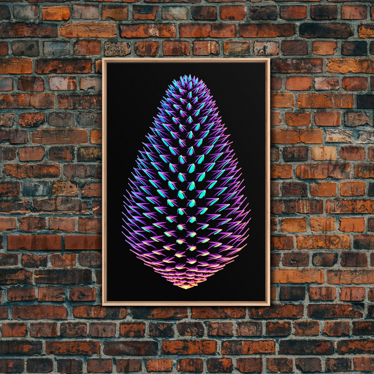 Purple Pine Cone Wall Art, 3D Wall Decor, Nature Art, Minimalist Print, Wall Decor, Canvas Print, Wall Art, Framed Canvas