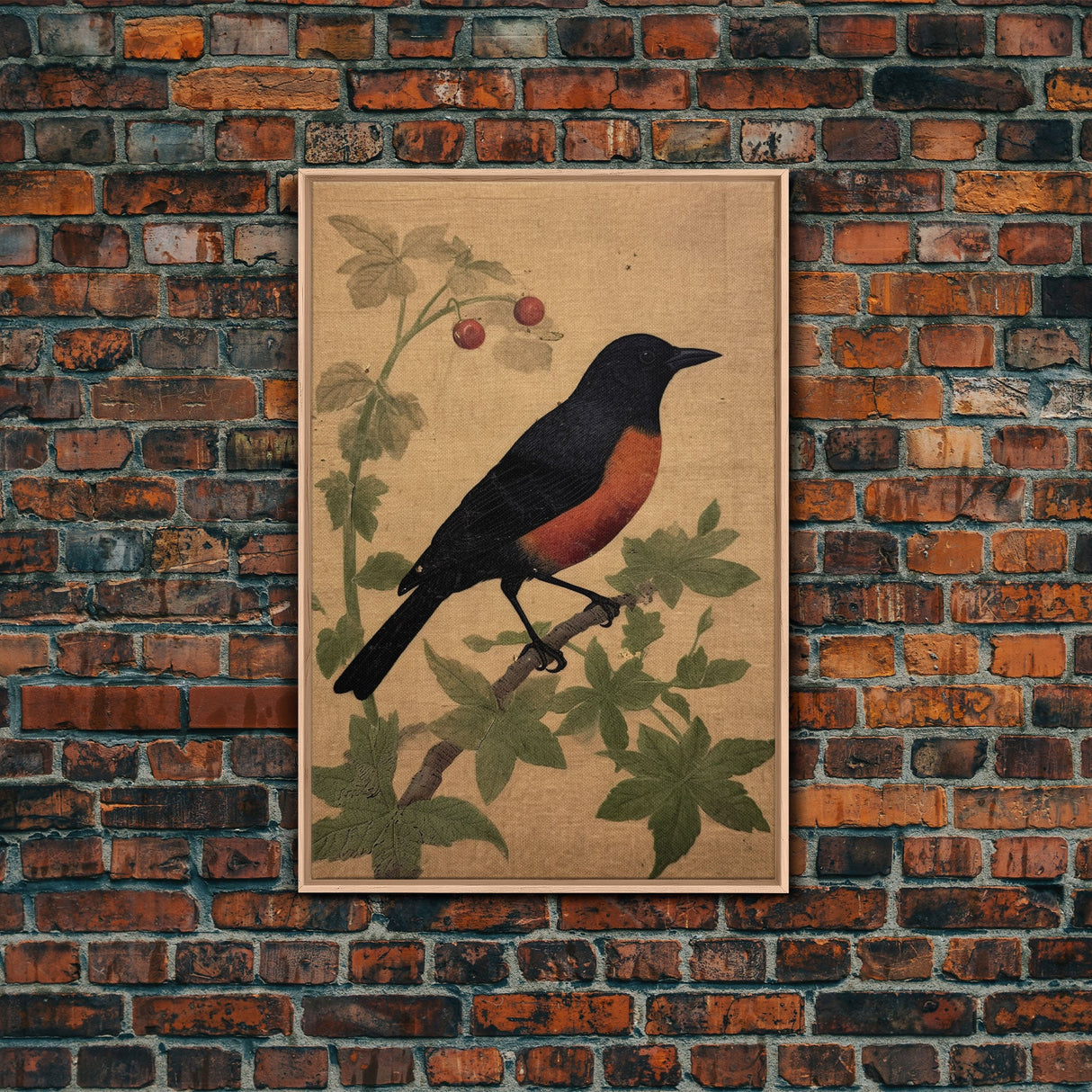 Oriole Wall Decor, Black And Orange Bird Wall Art, Animal Wall Art, Minimalist Print, Wall Decor, Canvas Print, Wall Art, Framed Canvas