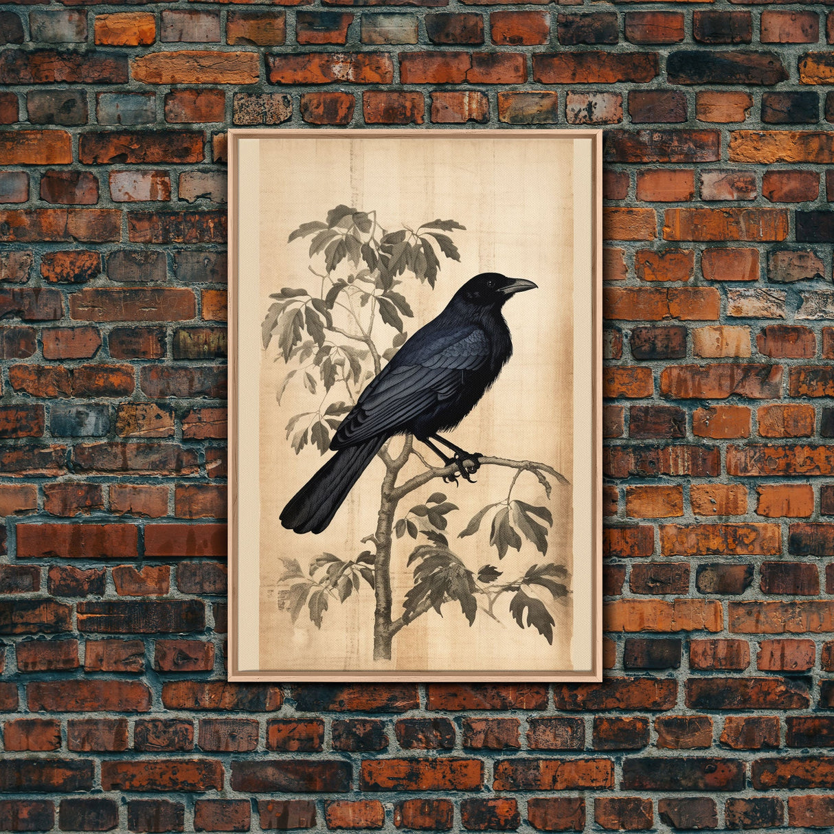 Black Bird Wall Art, Crow Wall Decor, Animal Wall Art, Black Bird, Modern Print, Wall Decor, Canvas Print, Wall Art, Framed Canvas