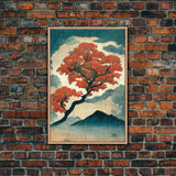 Japanese maple tree canvas print, vintage style wall art, woodblock print style wall art, unique abstract wall art, tree art