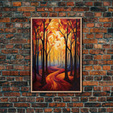 Abstract Wall Art, Forest Print, Fall Wall Art, Canvas Print, Wall Art, Vertical Print, Nature Print, College Dorm Decor, Living Room Prints