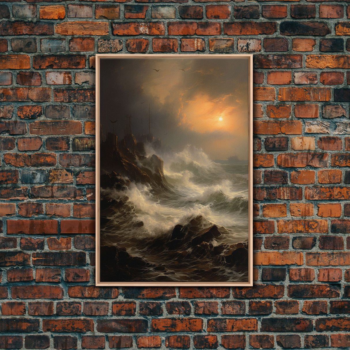 Ocean Waves Art, Sunset Wall Art, Nautical Art Print, Seascape Wall Art, Canvas Print, Wall Art, Vertical Art, Apartment Wall Decor, Prints