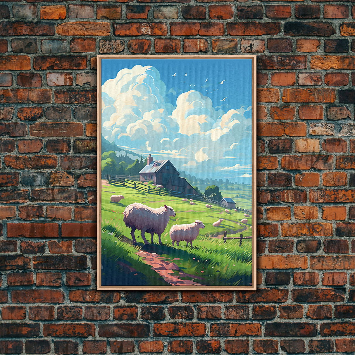 Sheep Wall Art, Animal Wall Art, Farm Print, Barn Decor, Canvas Print, Wall Art, Vertical Art, Farmhouse Wall Decor, Summer Wall Print