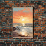 Sunset Wall Art, Beach Art Print, Seascape Wall Art, Canvas Print, Wall Art, Vertical Art, Appreciation Gift, Wall Hanging, Dining Room Art