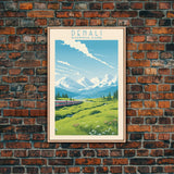 Denali National Park Travel Poster Print, Canvas Print Wall Art, Alaska Travel Art, Midcentury Modern Travel Decor, MCM Wall Art