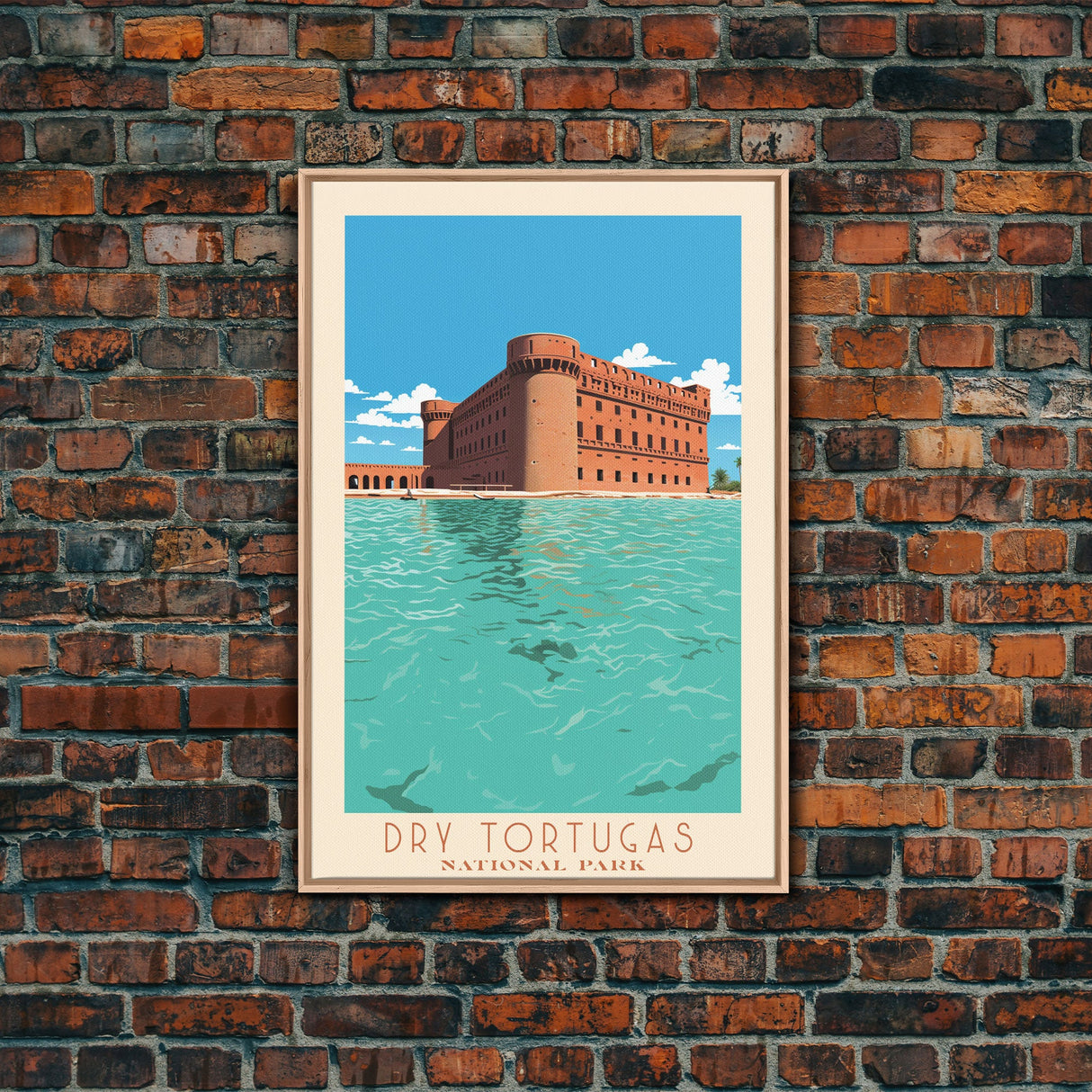 Dry Tortugas National Park Travel Poster Print, Canvas Print Wall Art, Florida Travel Art, Midcentury Modern Travel Decor, MCM Wall Art