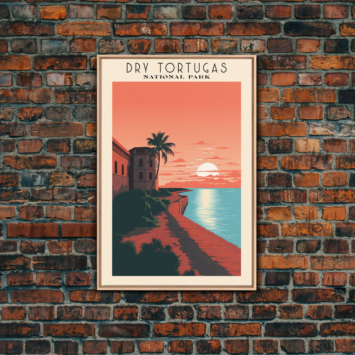 Dry Tortugas National Park Travel Poster Print, Canvas Print Wall Art, Florida Travel Art, Midcentury Modern Travel Decor, MCM Wall Art