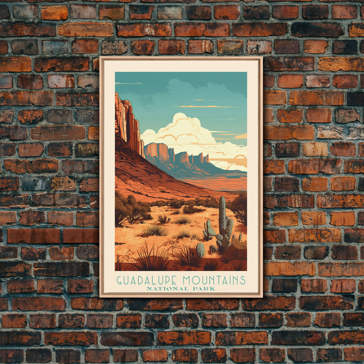 Guadalupe Mountains National Park Travel Poster Art, Canvas Print Wall Art, Texas Travel Art, Midcentury Modern Travel Decor, Wall Art