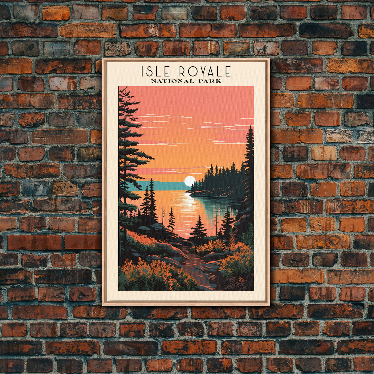 Isle Royale National Park Travel Poster Art, Canvas Print Wall Art, Michigan Travel Art, Midcentury Modern Travel Decor, Wall Art