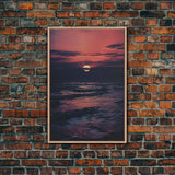 Ocean Art, Seascape Wall Art, Sunset, Waves Art, Canvas Print, Wall Hanging, Portrait Art, College Dorm Decor, Living Room Prints, RV Art