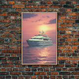 Yacht Art, Ocean Wall Art, Seascape, Sunset, Canvas Print, Wall Hanging, Portrait Art, Retirement Gifts, Beach House Wall Art, Travel Print