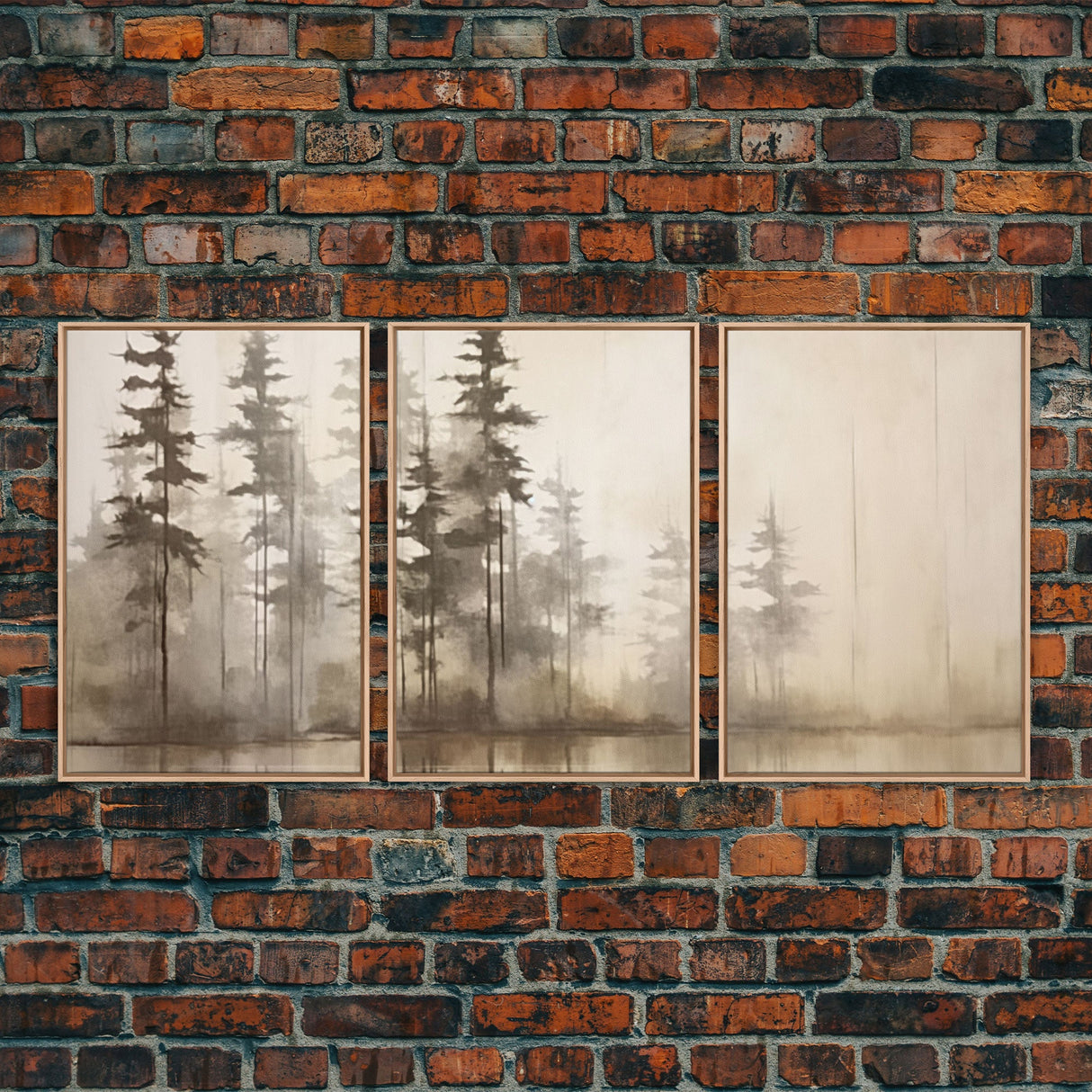 FRAMED Olive Green and Beige Art 3 Panel Set Beach Landscape Painting Framed Wall Art Large Prints Art Framed Landscape Art Print Giclee