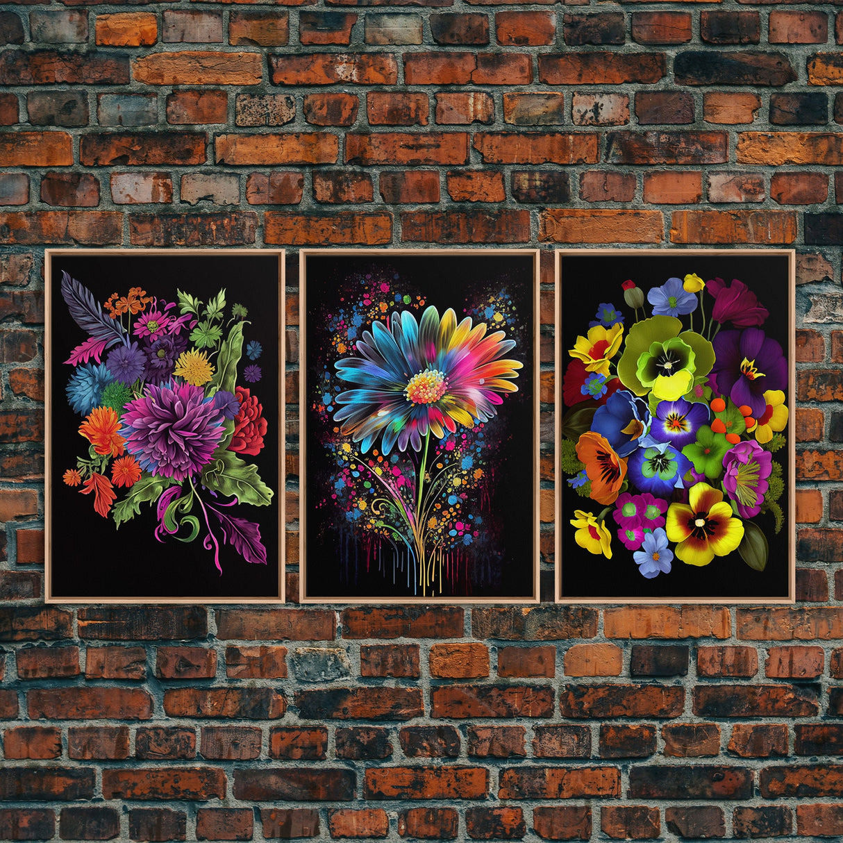 Beautiful Wildflowers Canvas Prints  - Set of 3 - Framed Wall Art- Wild Flowers - Mother's Day - Gift For Her - Floral / Botanical Art