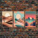 Set of 3 Desert Canvas Prints, Four Peaks Arizona Wall Art, 3 Piece Print Set, Arizona Desert, Boho Print, Modern Wall Art, Framed Canvas