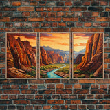 Canyon Art, River Wall Art, Landscape Wall Print, Canvas Print, Wall Art, 3 Piece Wall Art, Appreciation Gift, Ranch Decor, Western Wall Art