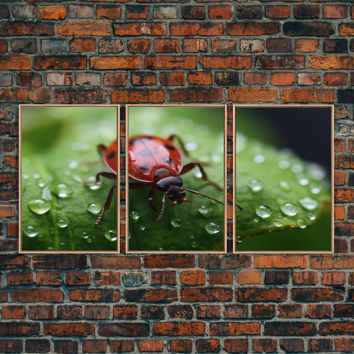 Insect Art Print, Nature Art, Lady Bug Wall Art, Canvas Print, Wall Art, 3 Piece Wall Art, Country Home Wall Art, Apartment Wall Decor