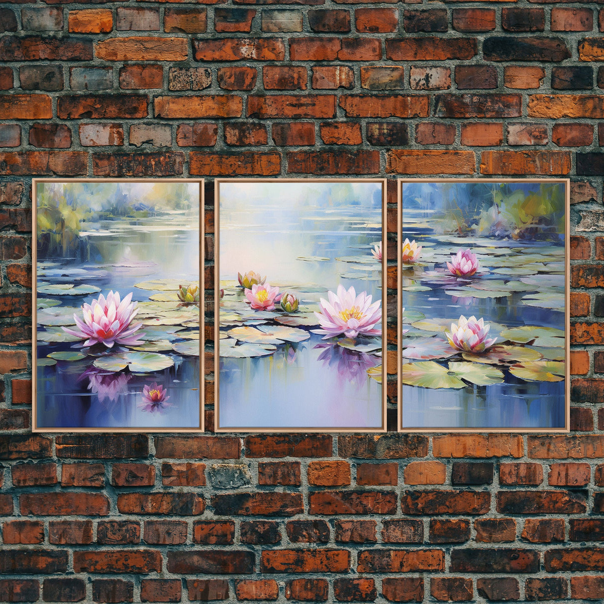 Lake Wall Art, Water Lily Art, Lotus Wall Print, Canvas Print, Wall Art, 3 Piece Wall Art, Home Wall Decor, Country Home Decor, Ranch Decor