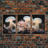 Ocean Wall Art, Animal Art, Jelly Fish Wall Art, Canvas Print, Wall Art, 3 Piece Wall Art, Unique Wall Decor, Kitchen Wall Art, Travel Print