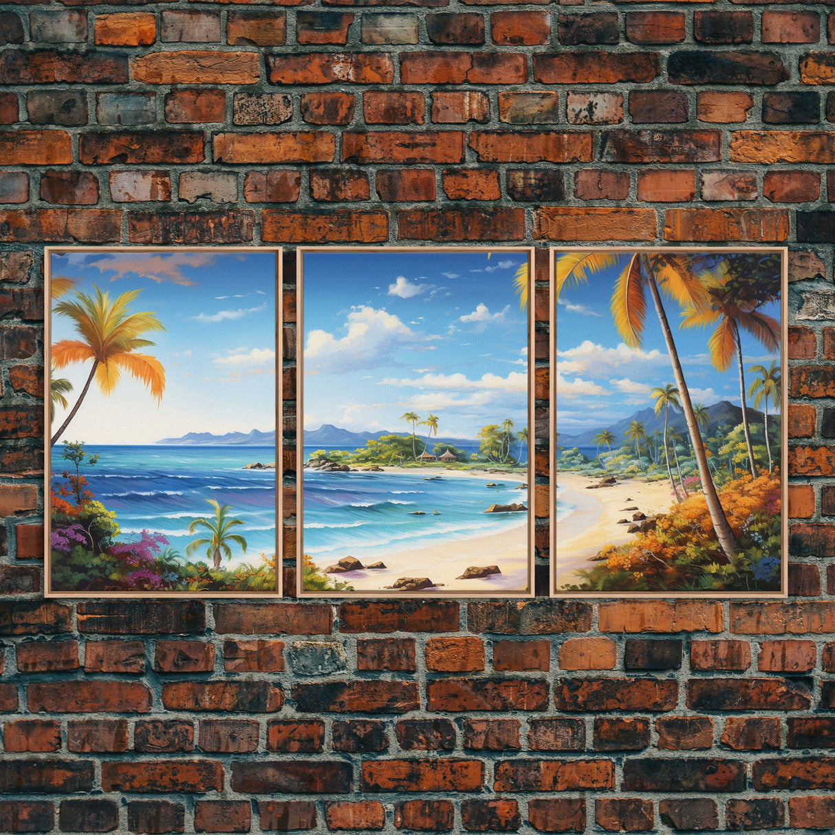 Ocean Wall Art, Beach Wall Art, Tropical Print, Palm Trees, Canvas Print, Wall Art, 3 Piece Wall Art, Bedroom Prints, Apartment Wall Decor