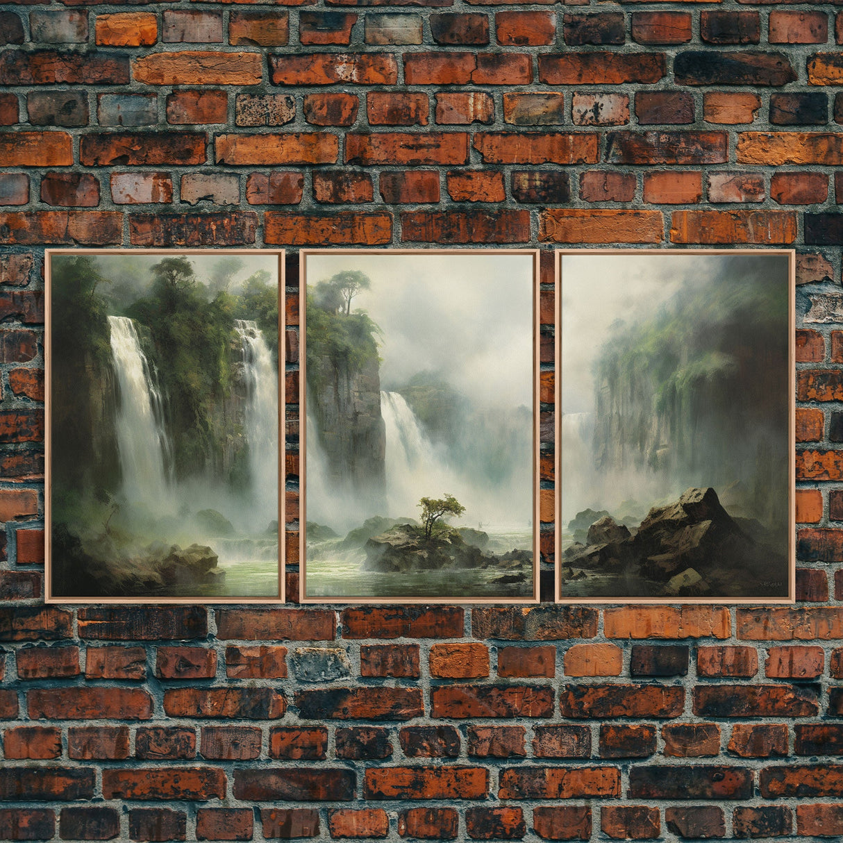 Waterfalls Wall Art, Nature Print, Landscape Wall Art, Canvas Print, Wall Art, 3 Piece Wall Art, Camper Wall Decor, Office Wall Art